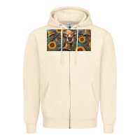 Sandshell Cow With Aztec Leopard And Sunflower Zipper Hoodie - RanaPortraitStore