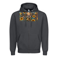 Cow With Aztec Leopard And Sunflower Zipper Hoodie | Teevron
