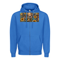 True Royal Cow With Aztec Leopard And Sunflower Zipper Hoodie - RanaPortraitStore
