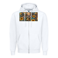 White Cow With Aztec Leopard And Sunflower Zipper Hoodie - RanaPortraitStore