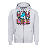 Heather Grey being a mom makes my life complete Zipper Hoodie - Zillion Design Studio