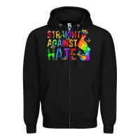 Black straight against hate pride lgbtq Zipper Hoodie - texasbilliewilder