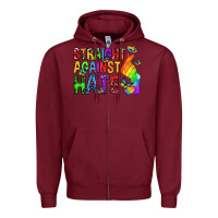 Burgundy straight against hate pride lgbtq Zipper Hoodie - texasbilliewilder