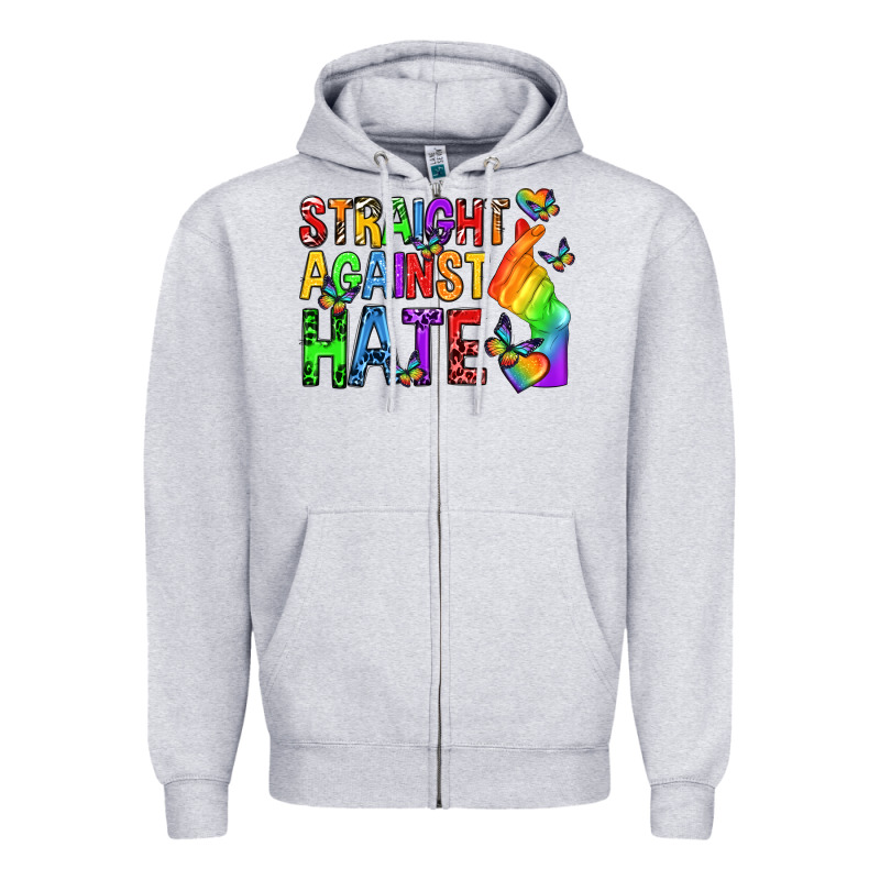 Straight Against Hate Pride Lgbtq Zipper Hoodie by texasbilliewilder | Teevron