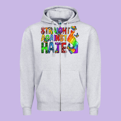 Zipper Hoodie straight against hate pride lgbtq