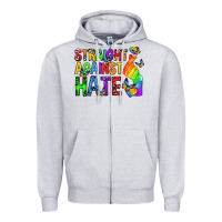 Heather Grey straight against hate pride lgbtq Zipper Hoodie - texasbilliewilder