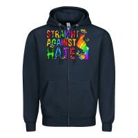 Navy straight against hate pride lgbtq Zipper Hoodie - texasbilliewilder