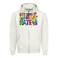 Oatmeal Heather straight against hate pride lgbtq Zipper Hoodie - texasbilliewilder