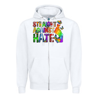 White straight against hate pride lgbtq Zipper Hoodie - texasbilliewilder