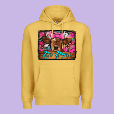 Be Mine Valentine's Day Cow Premium Hoodie Designed By Jasminsmagicworld