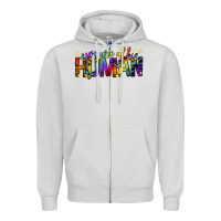 Dove Grey we are all human pride lgbtq Zipper Hoodie - texasbilliewilder