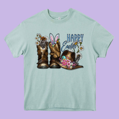 Happy Easter Heavy Core Tee Designed By Cowhidedigitalart
