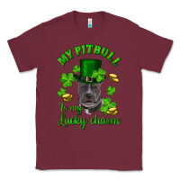 Burgundy St. Patrick's Day My Pitbull Is My Lucky Charm With Hat Classic Tee - RanaPortraitStore