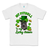 White St. Patrick's Day My Pitbull Is My Lucky Charm With Hat Classic Tee - RanaPortraitStore