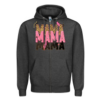 Charcoal Heather mama mama mama lightning bold Zipper Hoodie - Zillion Design Studio