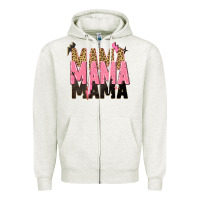 Oatmeal Heather mama mama mama lightning bold Zipper Hoodie - Zillion Design Studio