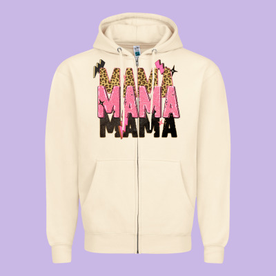 Mama Mama Mama Lightning Bold Zipper Hoodie Designed By Zillion Design Studio