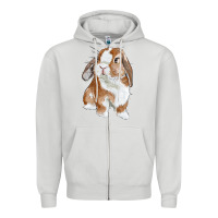 Dove Grey Cute Bunny Zipper Hoodie - RanaPortraitStore
