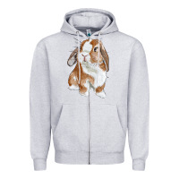 Heather Grey Cute Bunny Zipper Hoodie - RanaPortraitStore