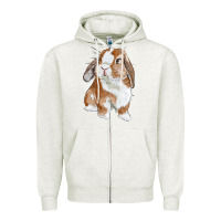 Oatmeal Heather Cute Bunny Zipper Hoodie - RanaPortraitStore