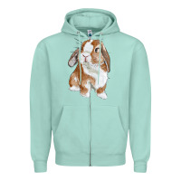 Seafoam Cute Bunny Zipper Hoodie - RanaPortraitStore