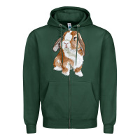 Sports Green Cute Bunny Zipper Hoodie - RanaPortraitStore