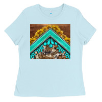 Baby Blue western  sunflower turquise gemstone  tumbler Ladies Tee - BarkalooDesign