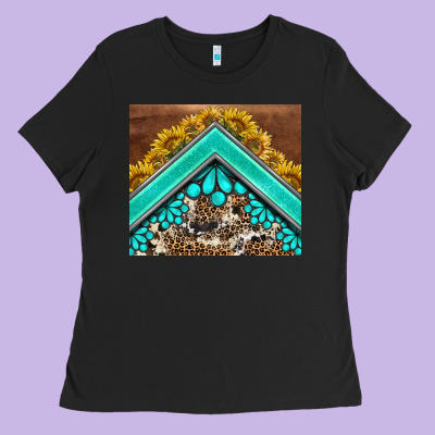 Western  Sunflower Turquise Gemstone  Tumbler Ladies Tee Designed By Barkaloodesign