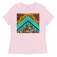 Bubblegum Pink western  sunflower turquise gemstone  tumbler Ladies Tee - BarkalooDesign