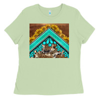 Matcha western  sunflower turquise gemstone  tumbler Ladies Tee - BarkalooDesign