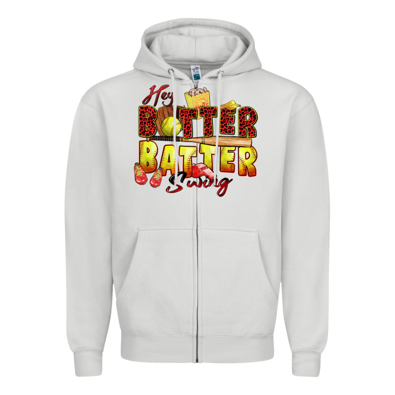 Hey Batter Batter Swing Softball Zipper Hoodie by Zillion Design Studio | Teevron