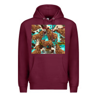Burgundy astec cowhide highlands cow Premium Hoodie - BarkalooDesign