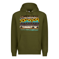 Army Green sunflower aztec serape cowhide background Premium Hoodie - RanaPortraitStore