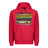 Cardinal sunflower aztec serape cowhide background Premium Hoodie - RanaPortraitStore
