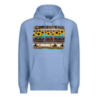 Colony Blue sunflower aztec serape cowhide background Premium Hoodie - RanaPortraitStore