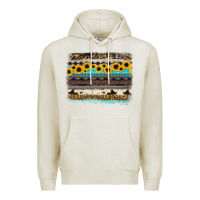 Oatmeal Heather sunflower aztec serape cowhide background Premium Hoodie - RanaPortraitStore