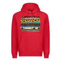 Red sunflower aztec serape cowhide background Premium Hoodie - RanaPortraitStore