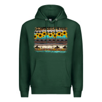 Sports Green sunflower aztec serape cowhide background Premium Hoodie - RanaPortraitStore