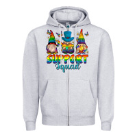 Heather Grey support squad pride gnomies Zipper Hoodie - texasbilliewilder