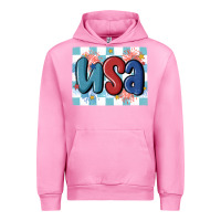 Fuchsia Pink usa retro Urban Hoodie - MaliasSmallBusiness