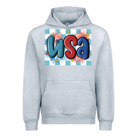 Heather Grey usa retro Urban Hoodie - MaliasSmallBusiness