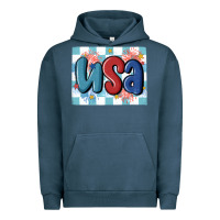 Pigment Midnight Navy usa retro Urban Hoodie - MaliasSmallBusiness