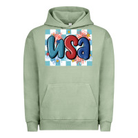 Pigment Oil Green usa retro Urban Hoodie - MaliasSmallBusiness