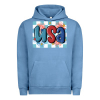 Pigment Pebble Blue usa retro Urban Hoodie - MaliasSmallBusiness