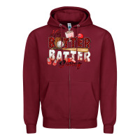 Burgundy hey batter batter swing baseball Zipper Hoodie - Zillion Design Studio
