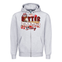 Heather Grey hey batter batter swing baseball Zipper Hoodie - Zillion Design Studio