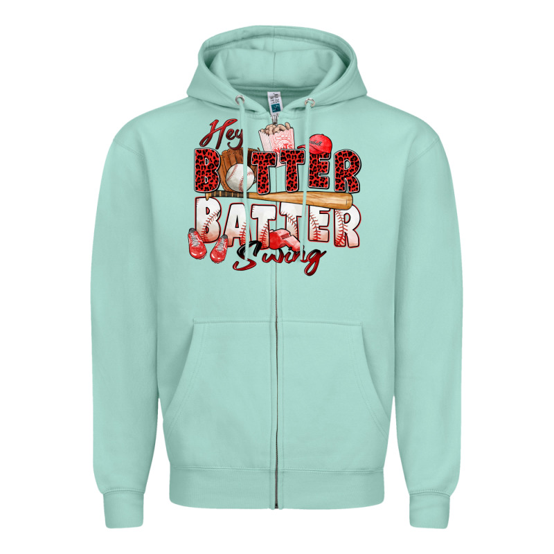 Hey Batter Batter Swing Baseball Zipper Hoodie by Zillion Design Studio | Teevron