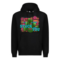 Black stuck on you heart cactus serape leopard background Premium Hoodie - Jasminsmagicworld