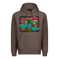 Coffee stuck on you heart cactus serape leopard background Premium Hoodie - Jasminsmagicworld