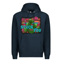 Navy stuck on you heart cactus serape leopard background Premium Hoodie - Jasminsmagicworld